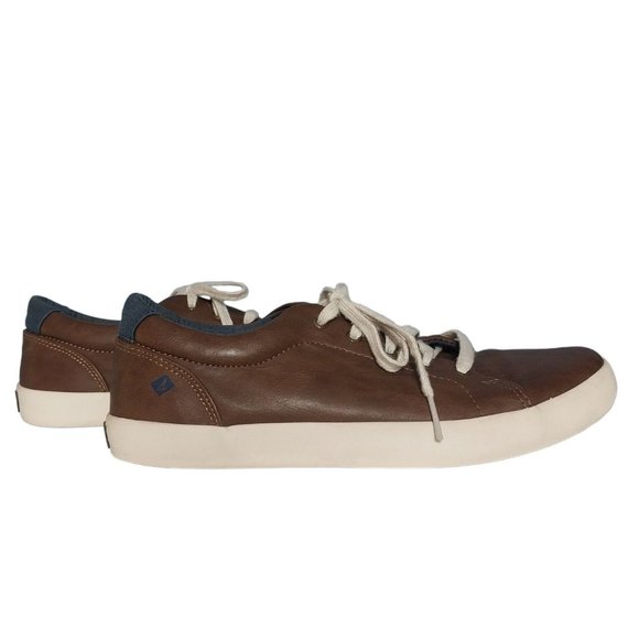 Sperry Boys Memory Foam Lace Up Brown Tuck ltt Leather Casual Sneaker Sz 5M - Picture 3 of 14